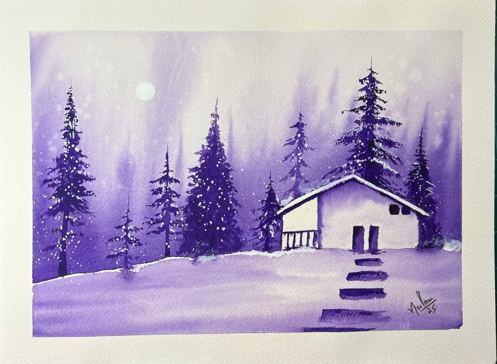 Snowy moonlit landscapes - image 2 - student project