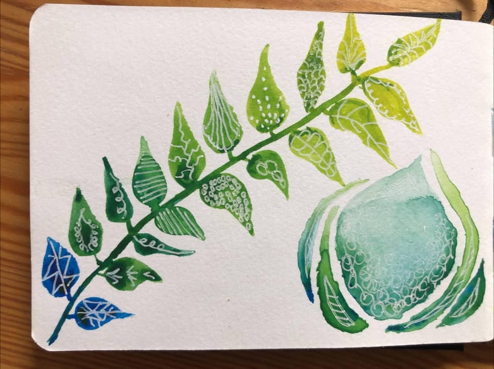 Leaves & white gel pen - image 1 - student project