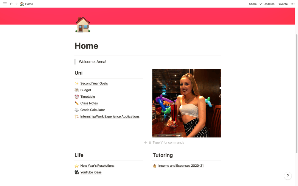 My Notion Dashboard - image 1 - student project