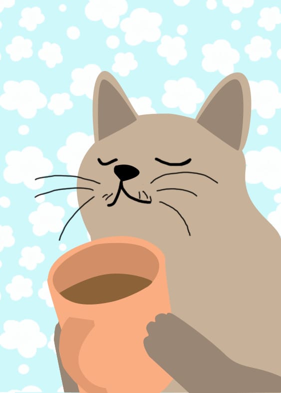 A cat drinking tea - image 1 - student project
