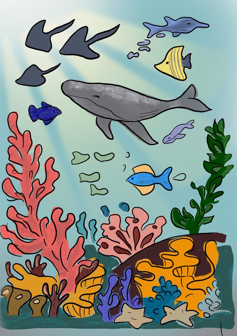 Underwater scene digital illustration - image 1 - student project