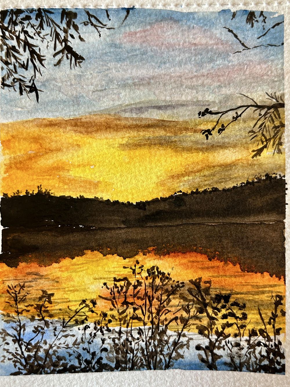 Watercolor Lake Landscape - image 2 - student project
