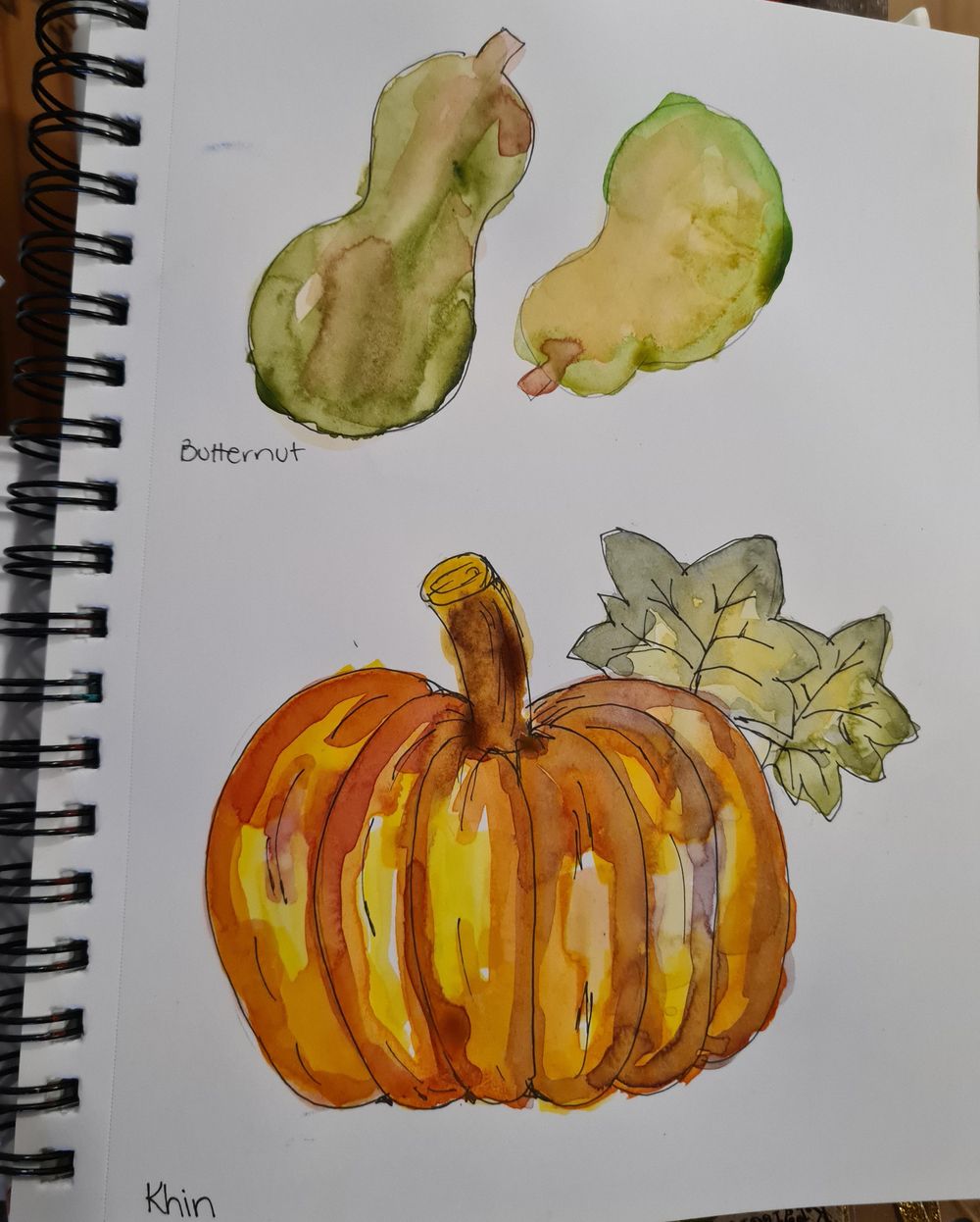 First watercolor pumpkin - image 1 - student project