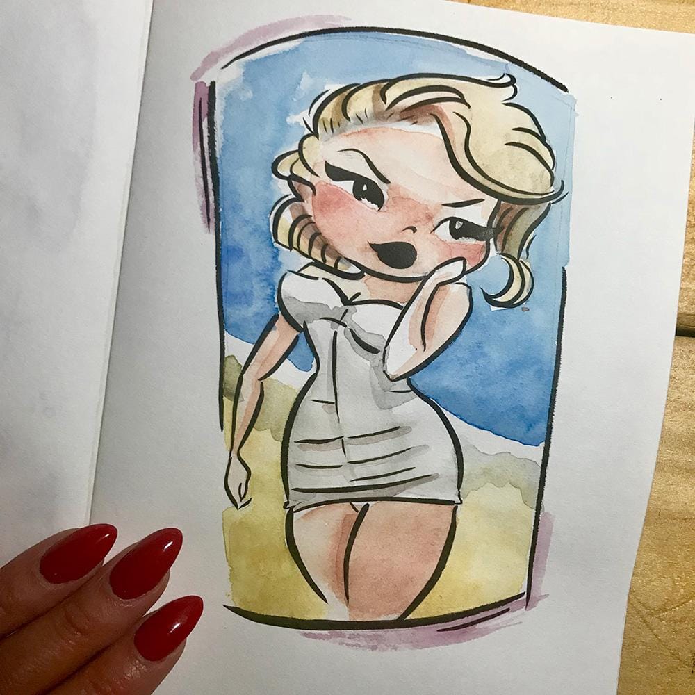 Cutie Girls in ink and watercolour - image 4 - student project