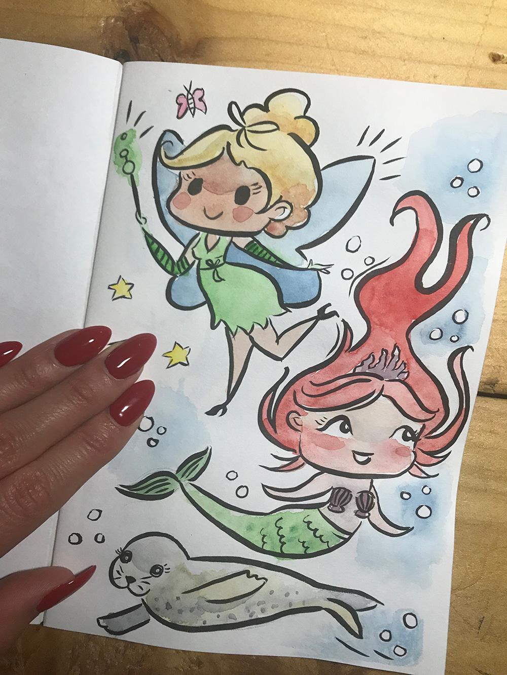Cutie Girls in ink and watercolour - image 1 - student project