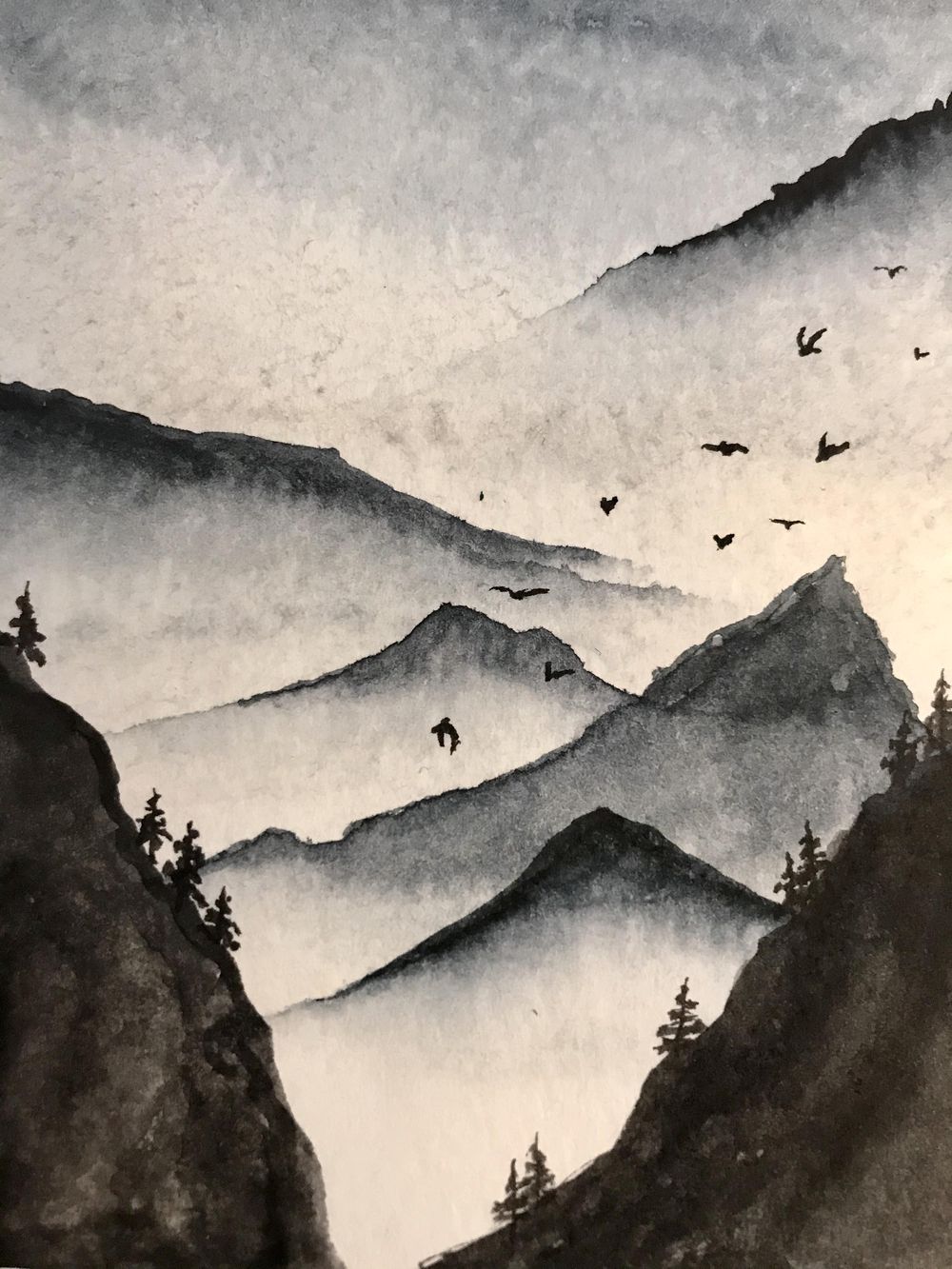 Wet on Wet landscape practice - image 3 - student project