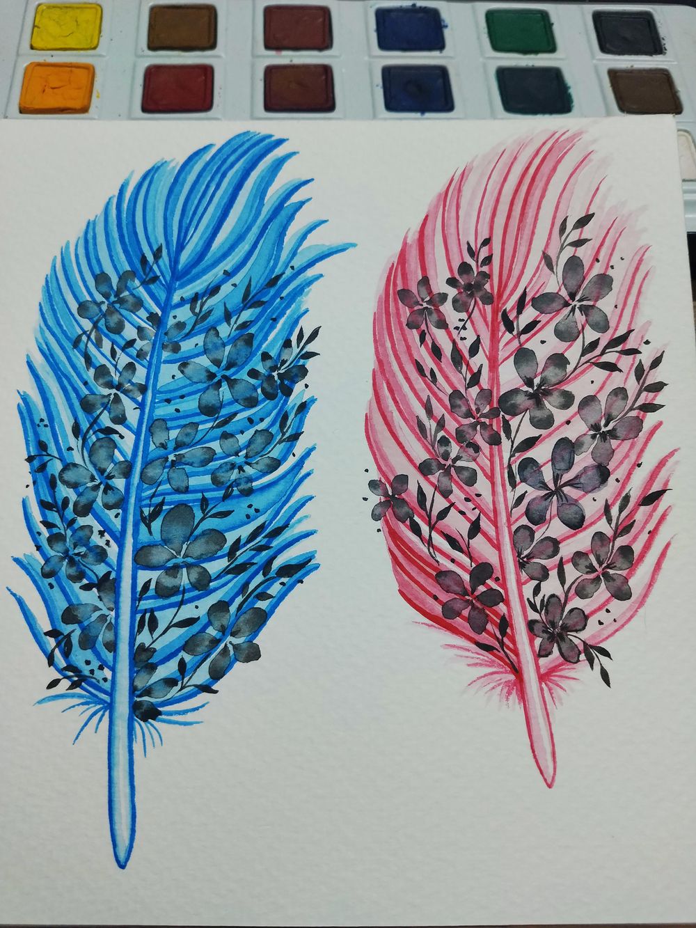 Pradi's Watercolor feathers! - image 1 - student project