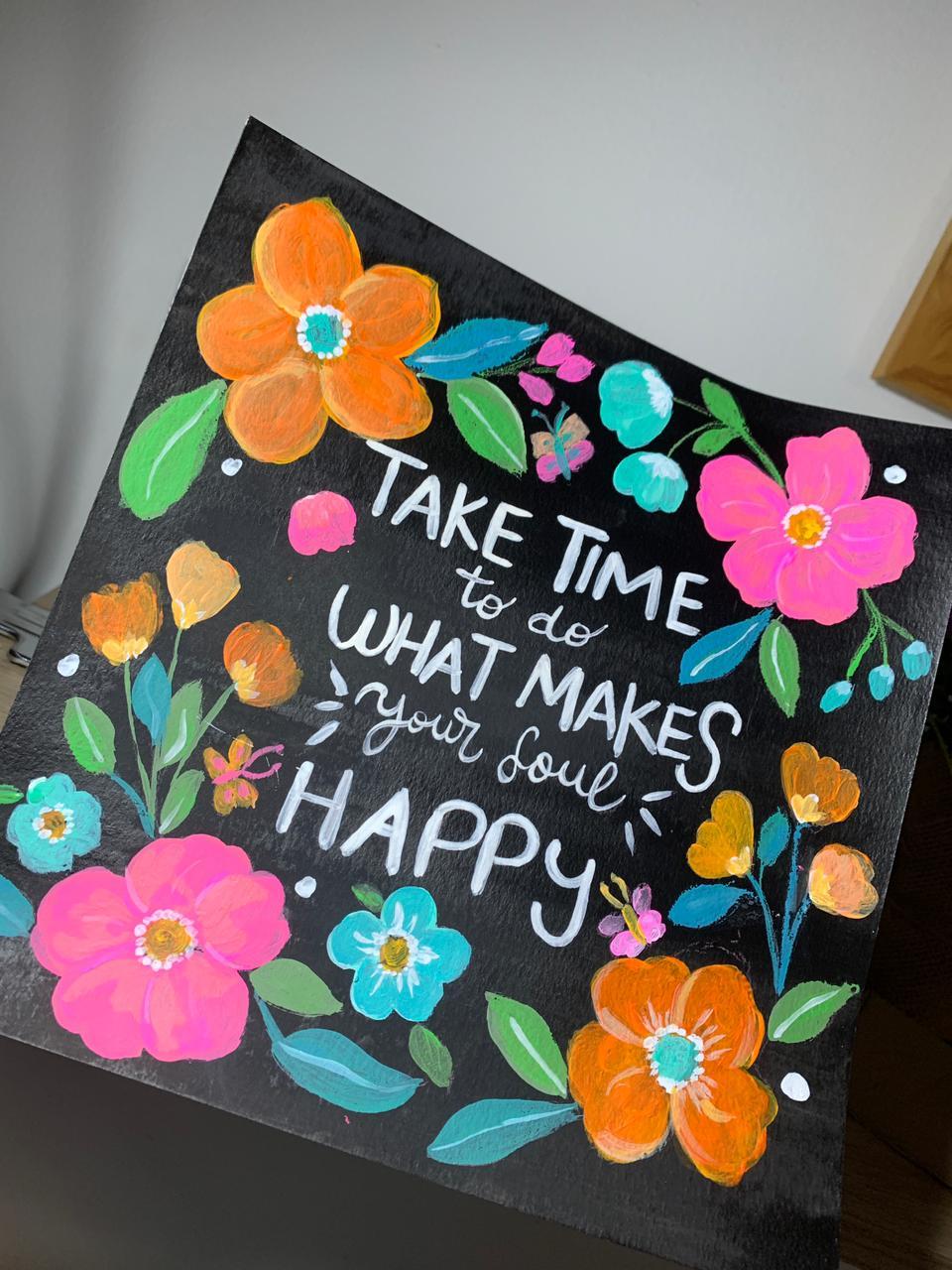 Gouache floral illustration on black background - image 1 - student project