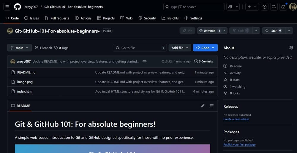 Git & GitHub 101 For absolute beginners Project - image 2 - student project