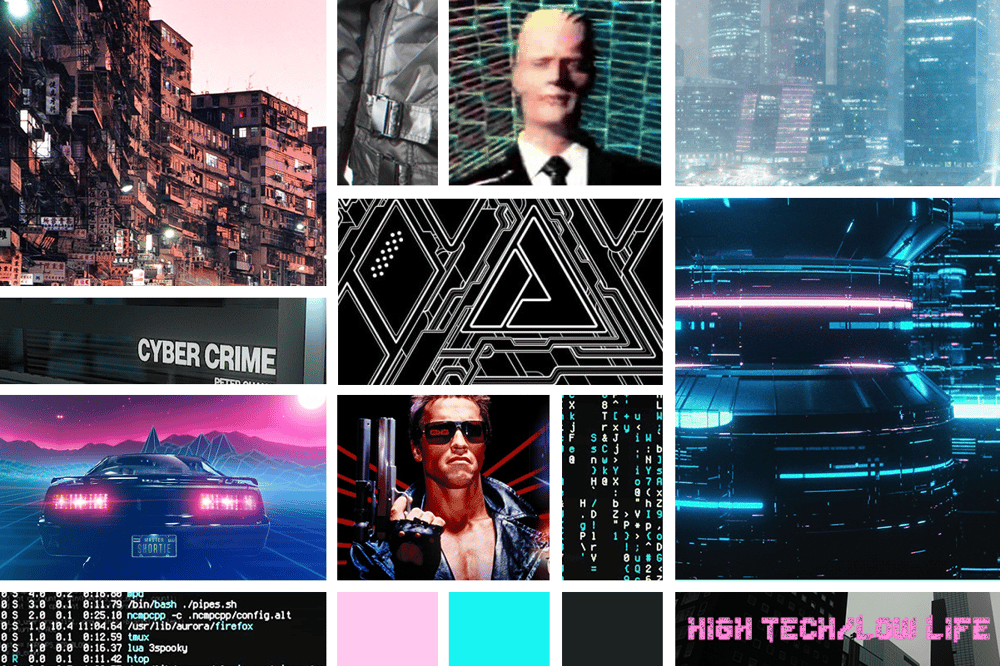 Cyberpunk/Vaporwave Themed Moodboard - image 1 - student project