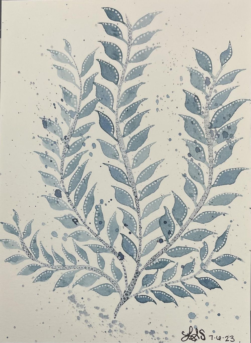15 watercolor leaf paintings - image 2 - student project