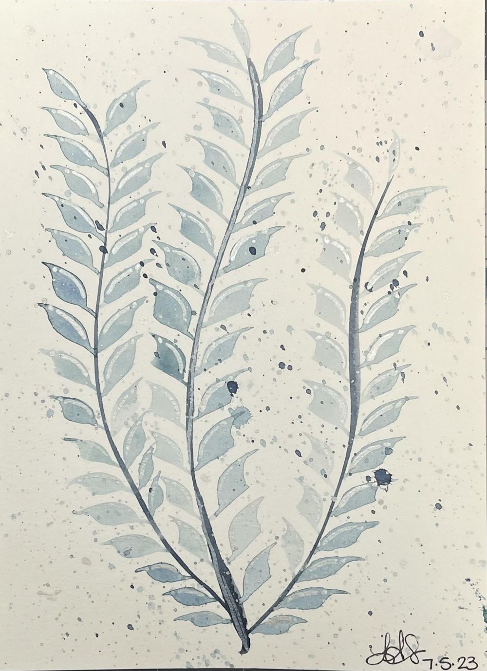 15 watercolor leaf paintings - image 3 - student project