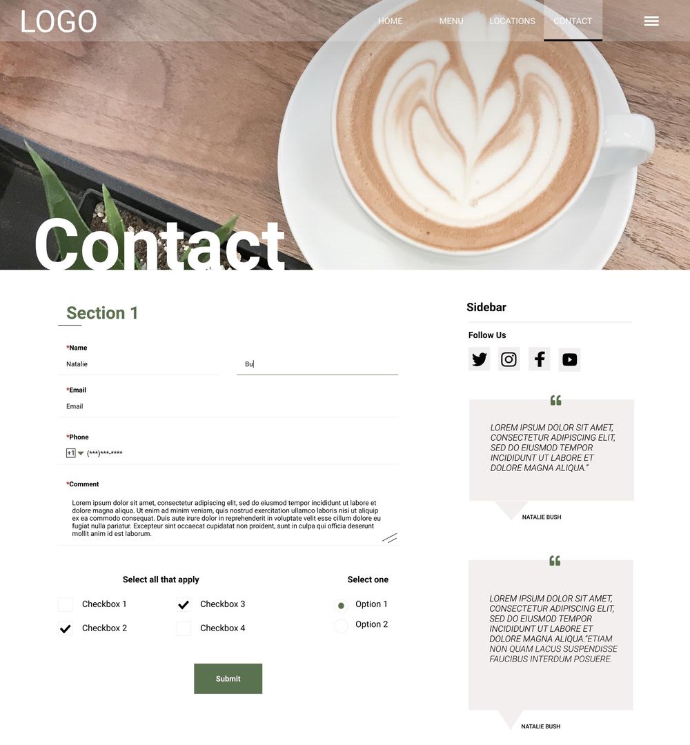 Coffee Shop Contact Page - image 1 - student project