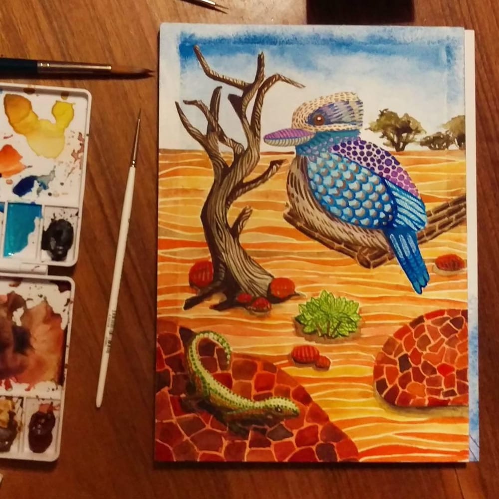 Swatches and Kookaburra Illustration - image 2 - student project