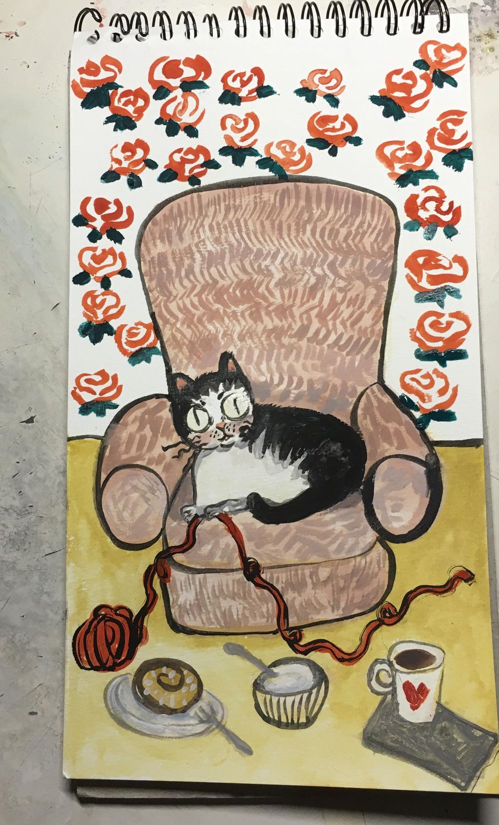 Cat Breakfast in Gouache - image 1 - student project