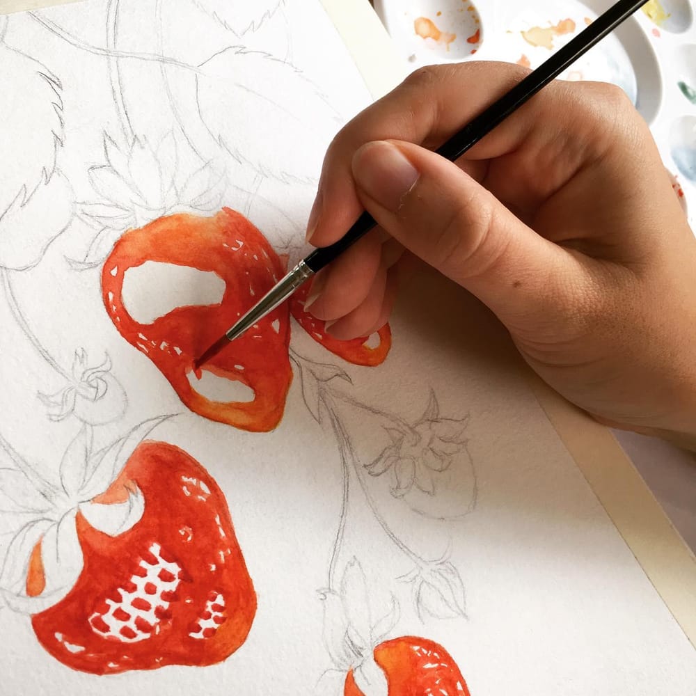 Strawberry Watercolor Painting - image 3 - student project