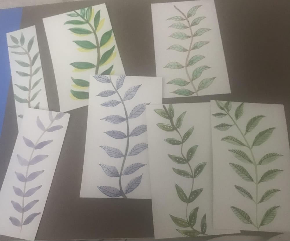 Watercolor leaves - image 2 - student project