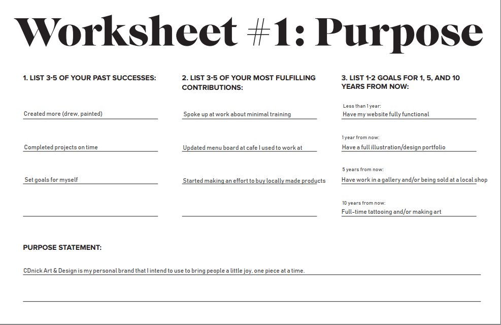 Personal Brand Worksheets - image 1 - student project