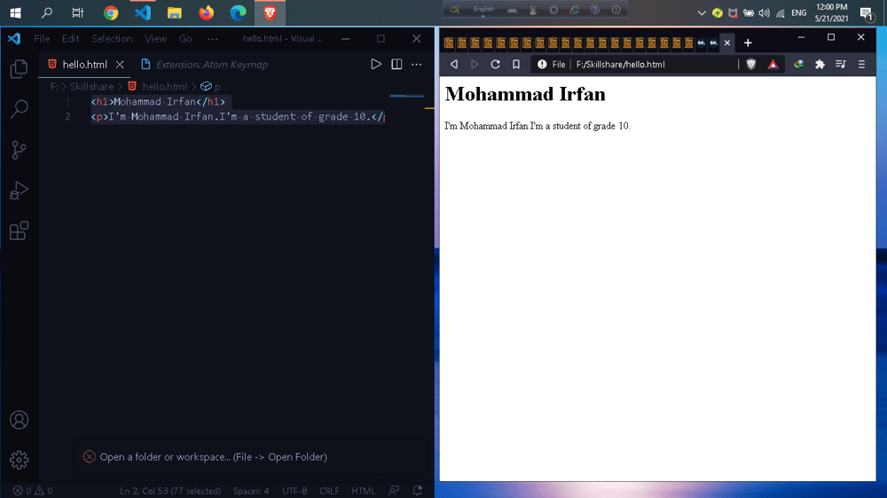 Hello world HTML5 Skillshare Student Project