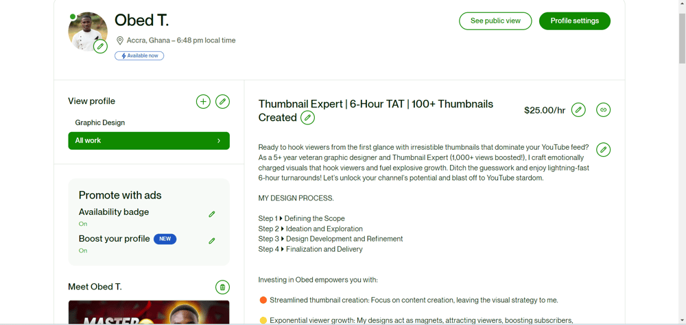 My profile on upwork - image 1 - student project