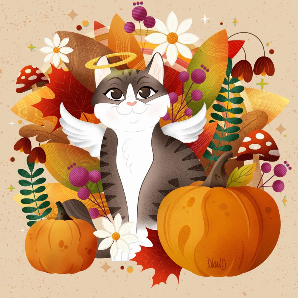 Rainbow cat - autumn scene - image 1 - student project