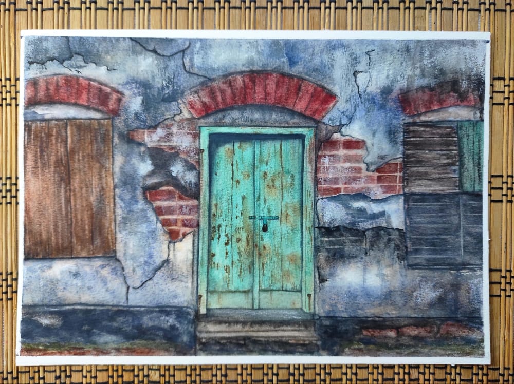 Old buildings with granulating watercolor - image 1 - student project