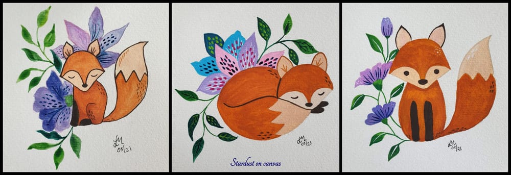 Fox and foliage in gouache styles - image 1 - student project