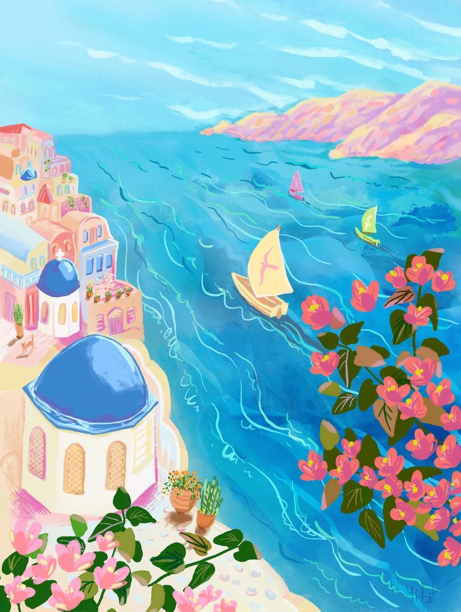 Gouache vacation paintings - image 3 - student project
