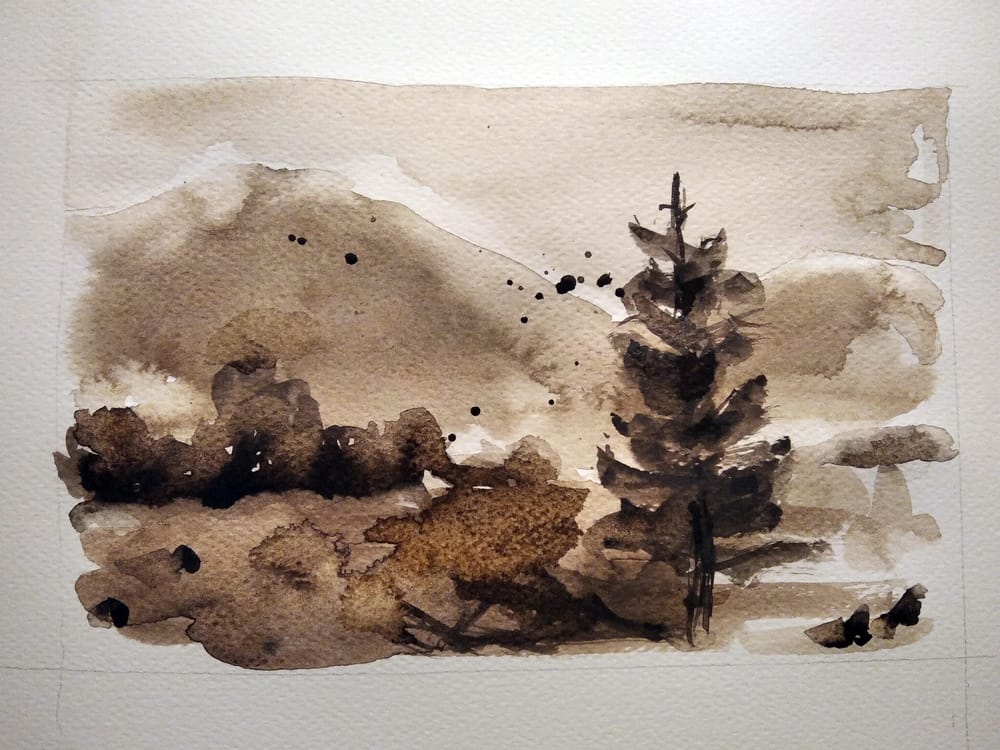 Simple Watercolor Landscapes, loose and monochromatic artwork - image 2 - student project