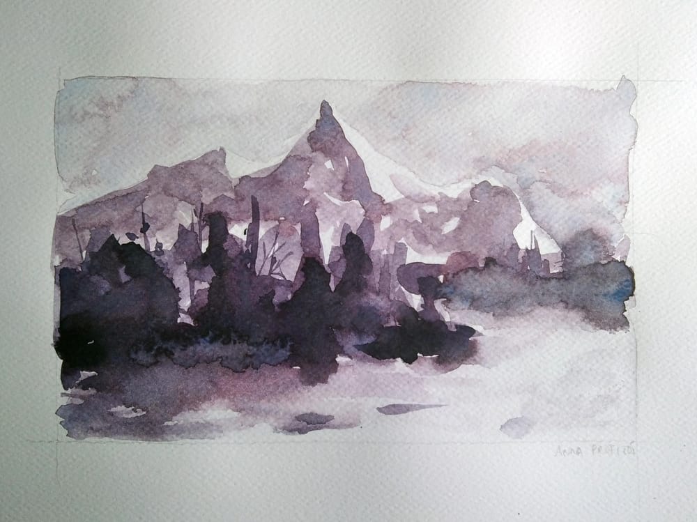 Simple Watercolor Landscapes, loose and monochromatic artwork - image 3 - student project