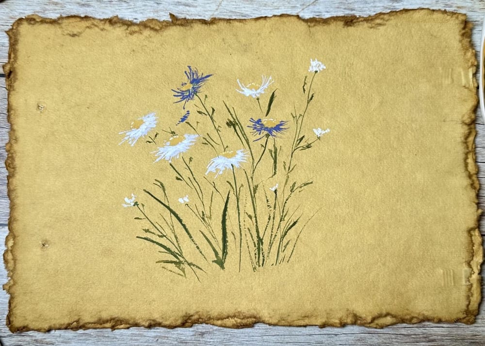 Watercolor flowers on toned paper - image 2 - student project