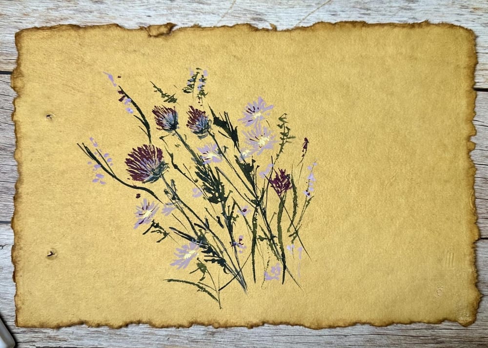 Watercolor flowers on toned paper - image 5 - student project
