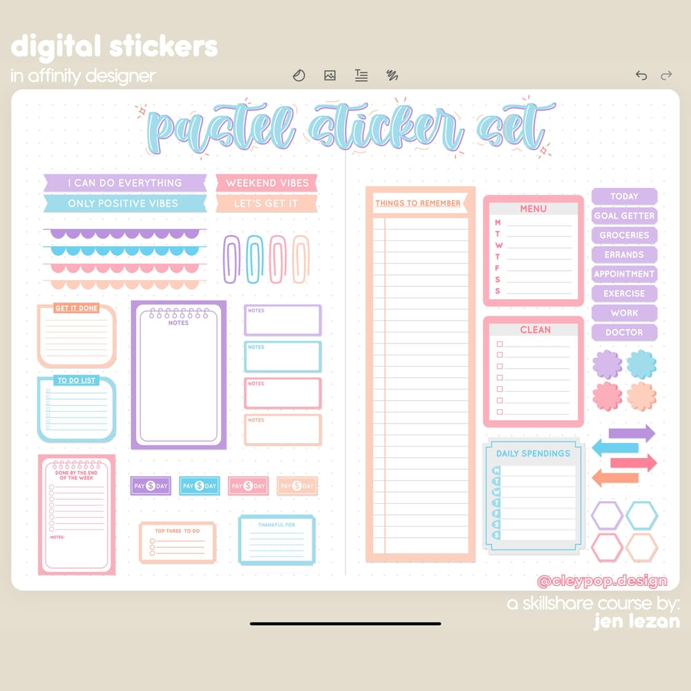 Designing digital stickers in Affinity Designer - image 1 - student project