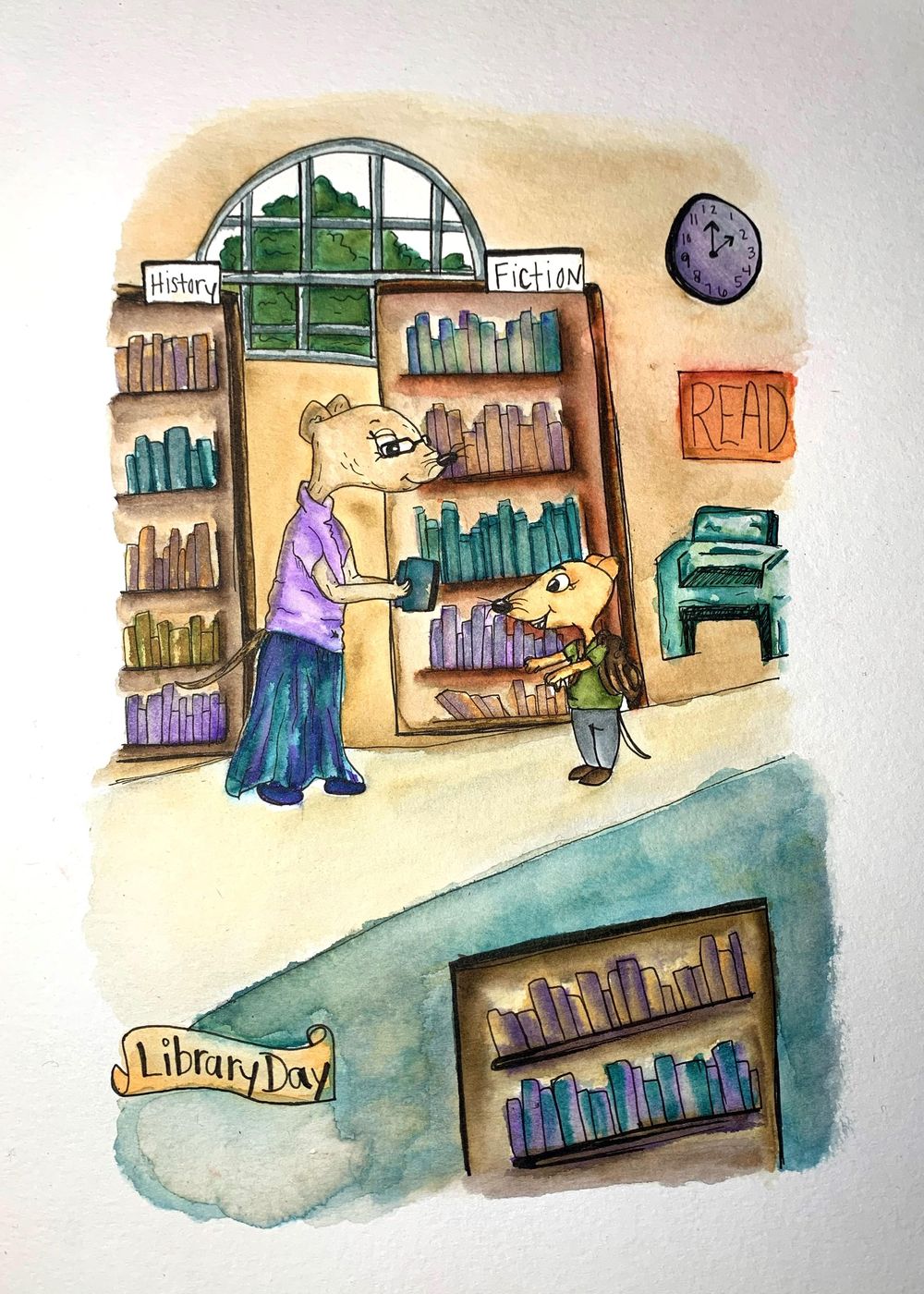 "Library Day" scenery illustration - image 2 - student project
