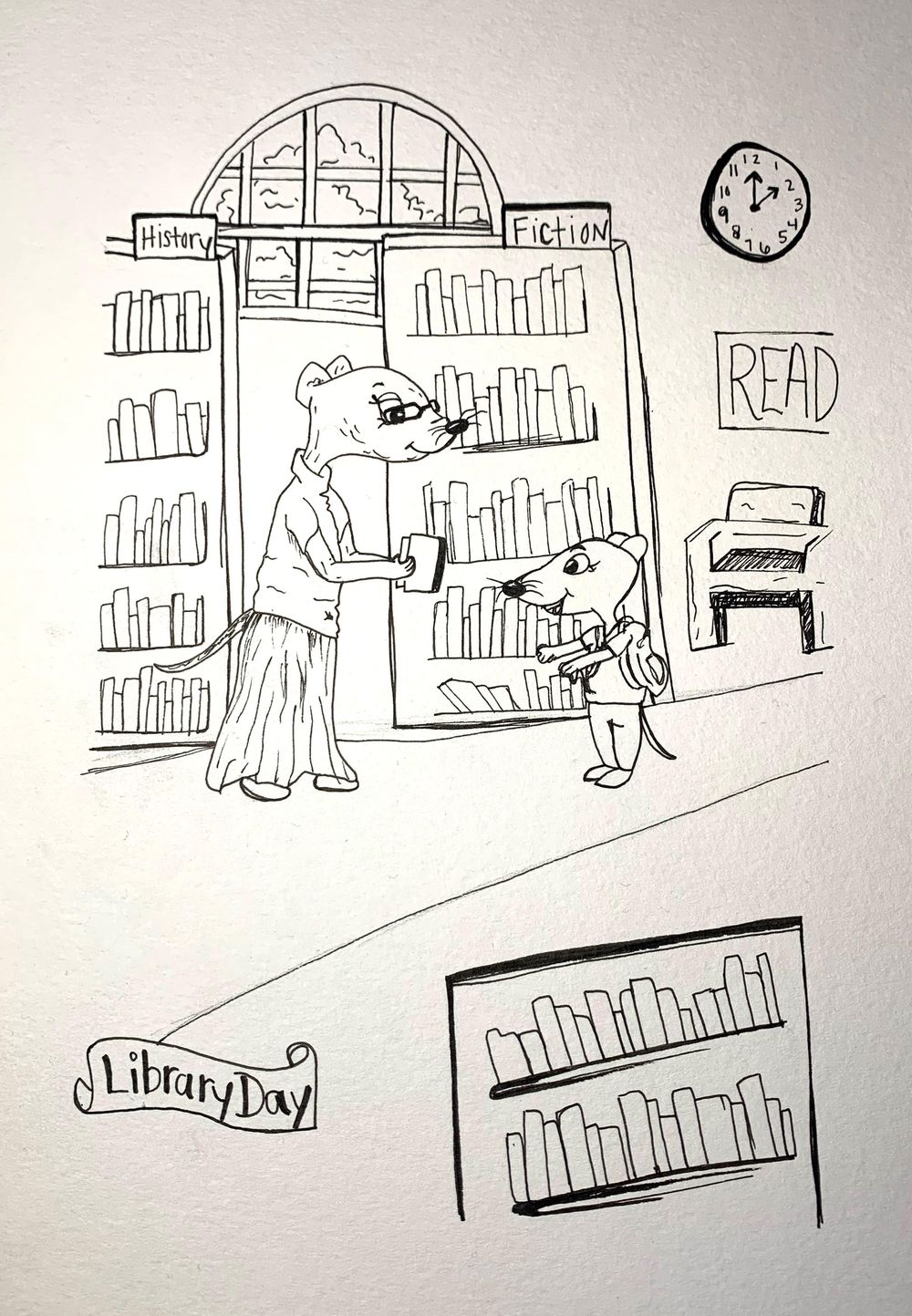 "Library Day" scenery illustration - image 1 - student project