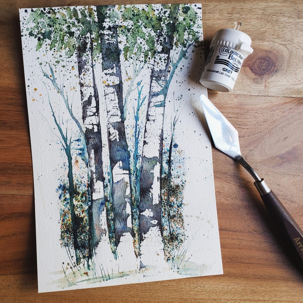 PALETTE KNIFE BIRCH TREES + BRUSHO! - image 1 - student project