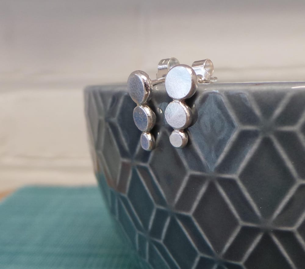 Rustic Hammered Stud Earrings - image 3 - student project