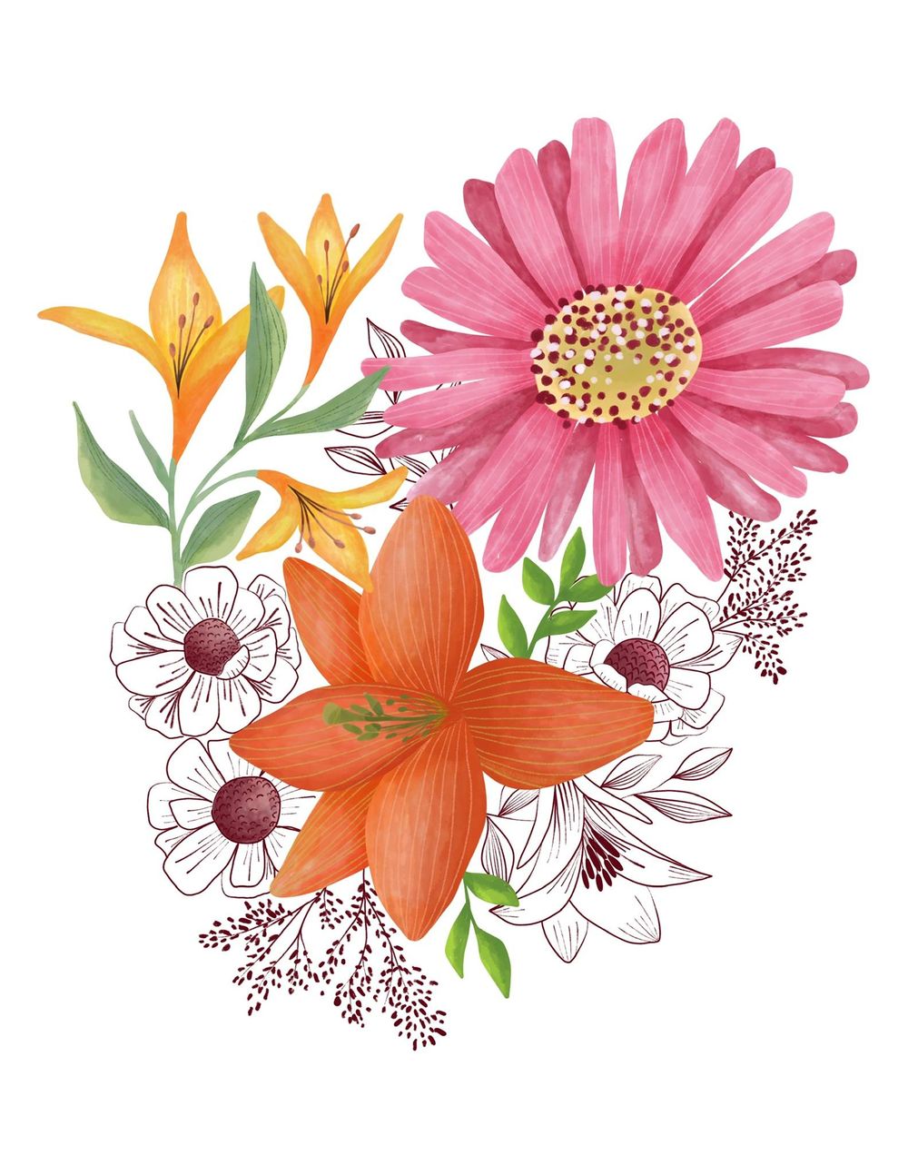 Watercolour style florals using Procreate - image 1 - student project