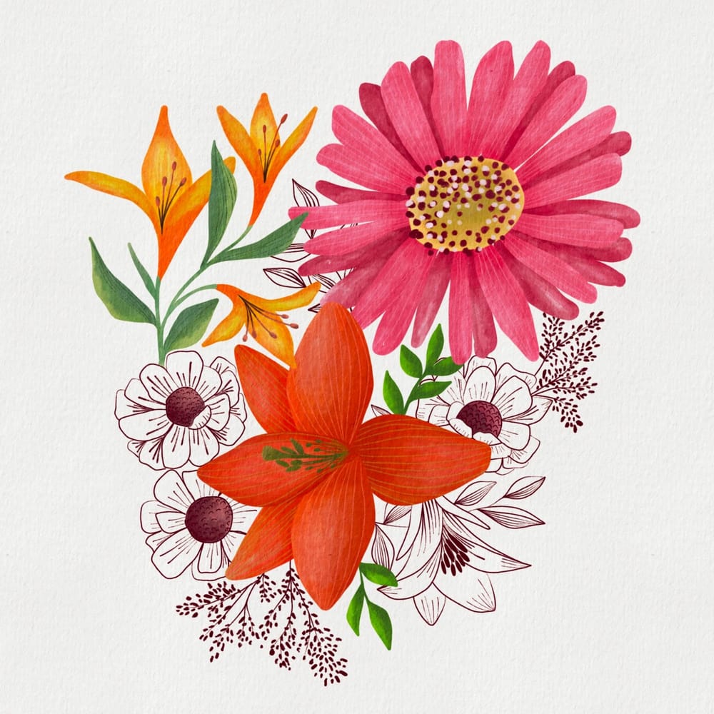 Watercolour style florals using Procreate - image 2 - student project