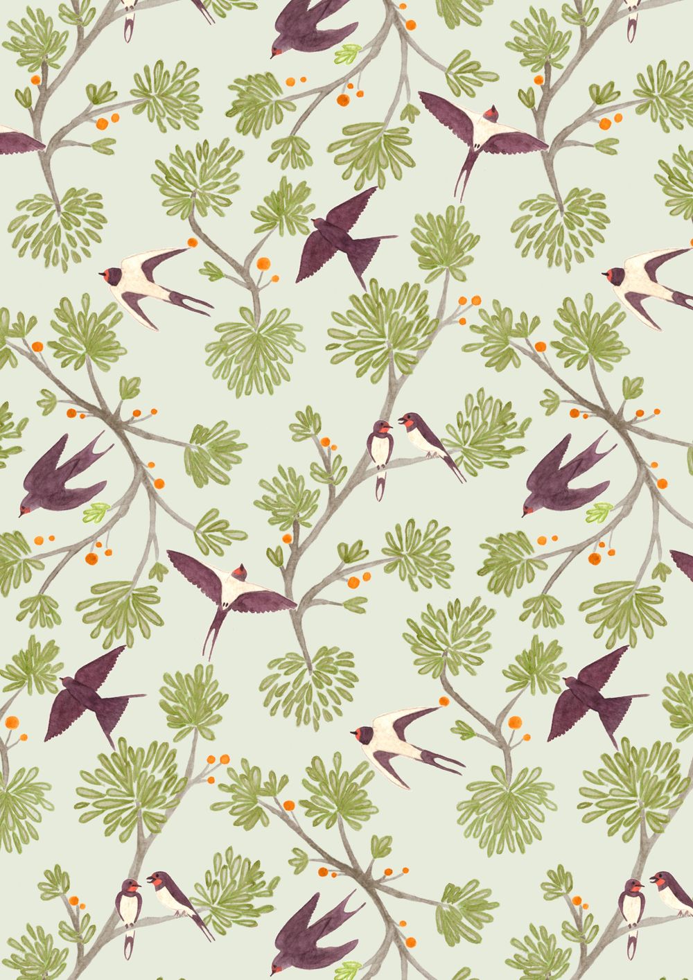 Nostalgic Swallows pattern - image 1 - student project