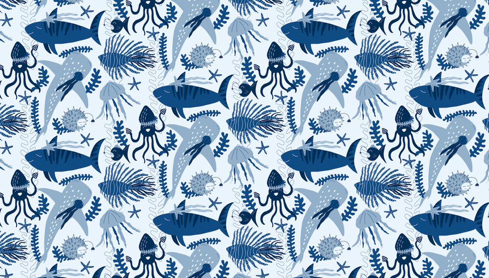 Layered Half Drop Repeat Pattern - Under The Sea - image 1 - student project