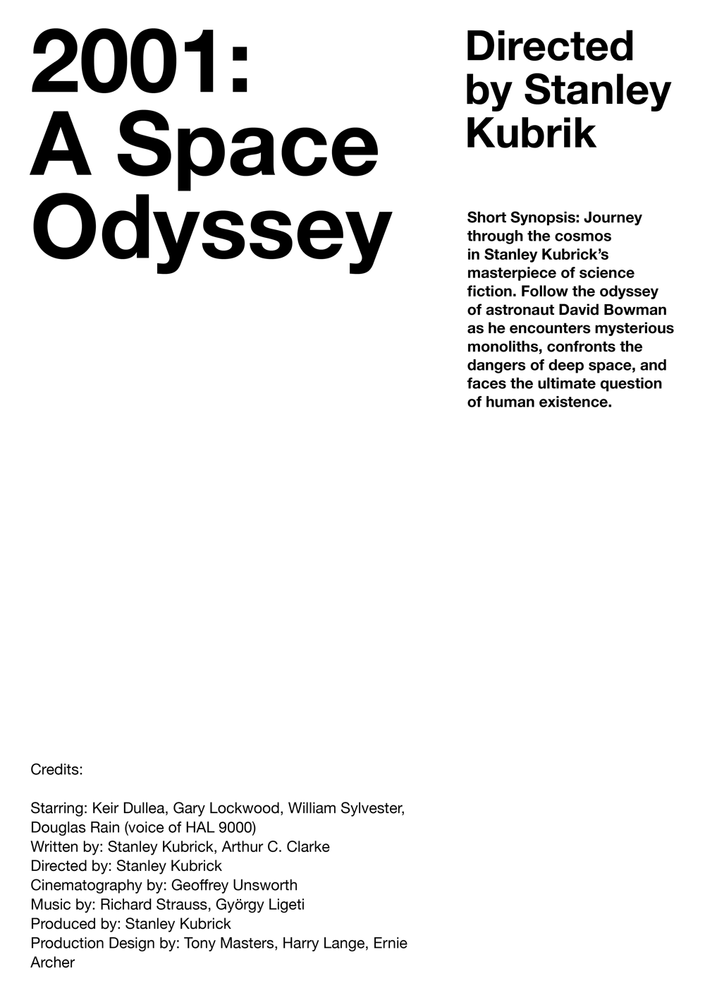 2001: SPACE ODYSSEY TYPOGRAPHIC POSTER + ALT VERSIONS - image 1 - student project