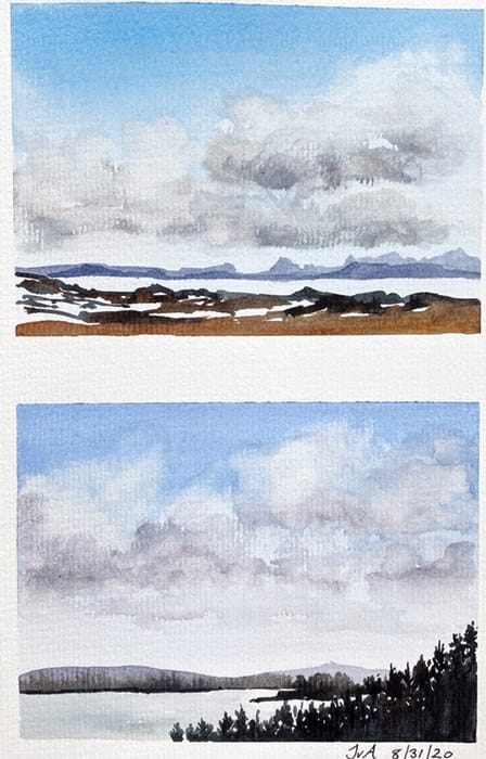 Clouds in Pencil & Watercolor - image 3 - student project