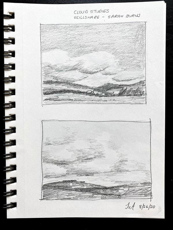 Clouds in Pencil & Watercolor - image 1 - student project