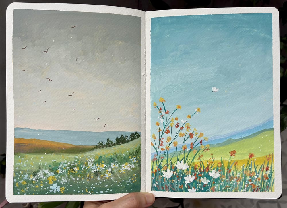 Gouache landscape - image 1 - student project