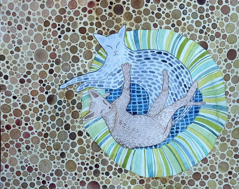 Watercolor Textures: Two Cats in a Cat Bed - image 6 - student project