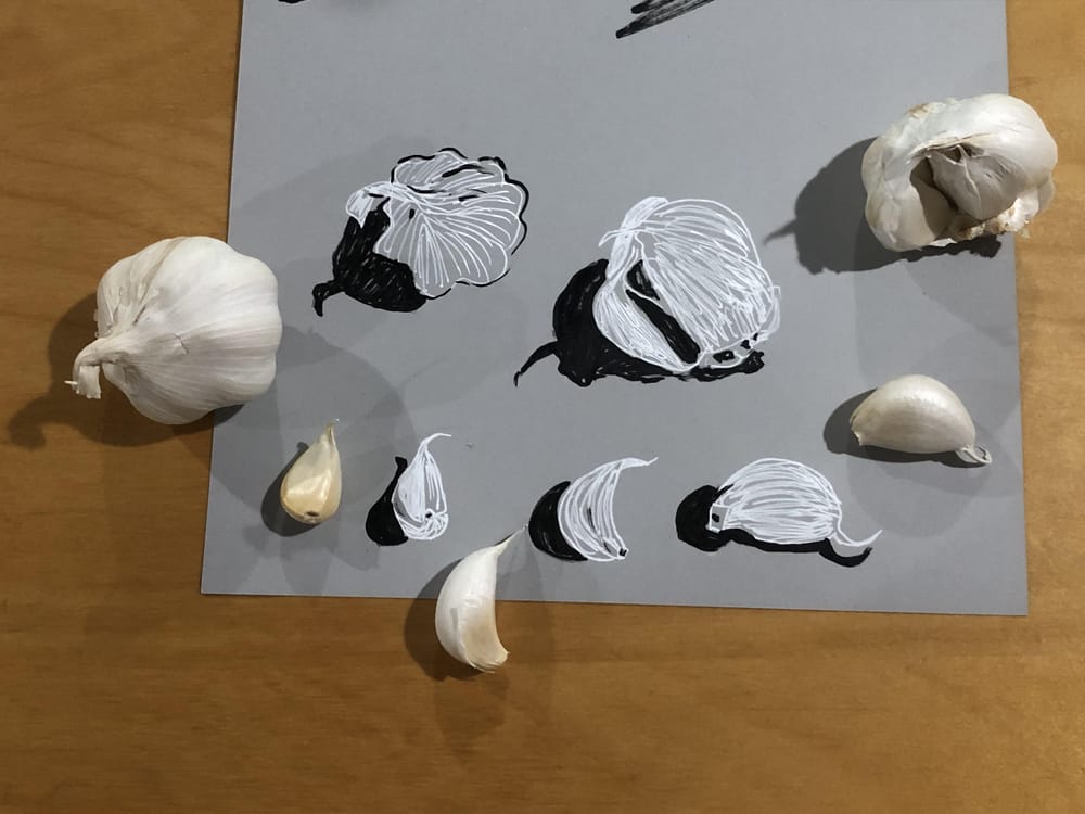Value studies: black and white sketches on toned paper - image 8 - student project