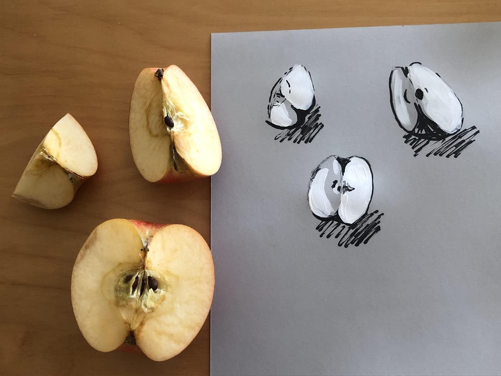 Value studies: black and white sketches on toned paper - image 2 - student project