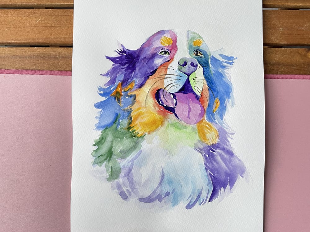 Colourful dog portrait - image 2 - student project