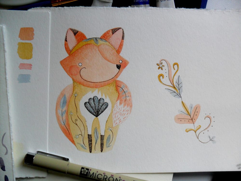watercolor fox - image 4 - student project